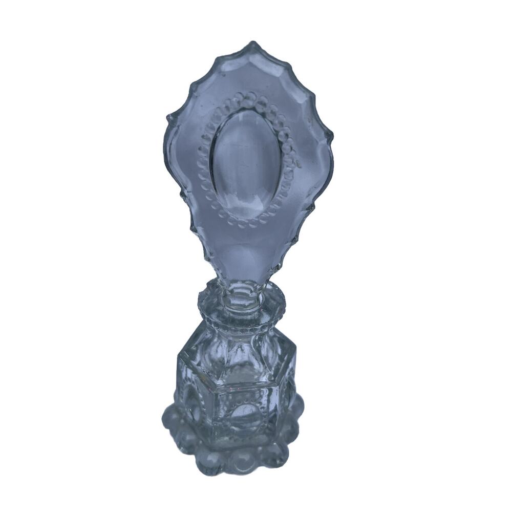 Vintage L E Smith Glass Co Beaded Medallion Perfume Bottle With Stopper